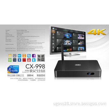 Ugoos Ug-Cx-998 2GB RAM 16GB Nand Flash Quad Core Rk3288 Android Kitkat 4.4 4k Smart TV Box with HDMI 2.0, Dual Band WiFi